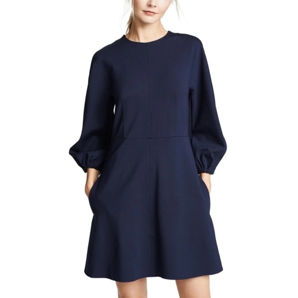 Tibi Navy Sculpted Button Back Stretch Dress SZ 12 - Picture 2 of 12
